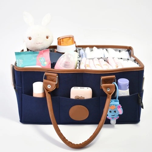 Nappy caddy navy blue felt - nappy,