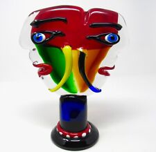 GIANT 4.9kg Murano Art Glass Abstract 2 Head Faces Sculpture Rare Collection