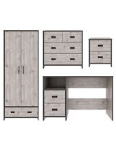 Jackson 4 Piece Package - Kids 2 Door 1 Drawer Wardrobe & Chest & Bedside & Desk