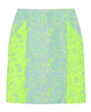 Richard Nicoll Colour-Block Brocade Skirt Neon Green Mint UK 10 FR 38 US 6