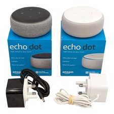 2x AMAZON Echo Dot 3rd Gen Smart Speaker Bundle Black White Bluetooth Alexa -T14