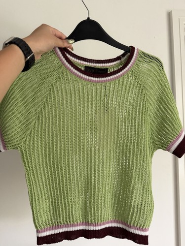 Green knitted jumper short - green,