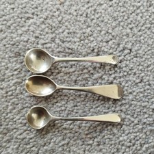 3 Solid SILVER small spoons, 2