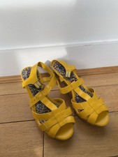 Next Patent Yellow Mustard Sandal Wedge High Heels Size 40