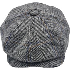 100% Wool Newsboy Cap Herringbone Tweed Flat Cap Peaky Blinders Baker Boy Hat
