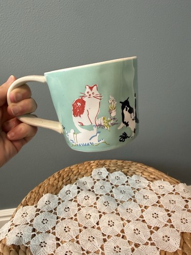 Anthropologie cat mug aqua - anthropologie,