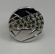 Swarovski Crystal Green Bamboo Crystal Tie Tack Pin Lapel Pin Swan Signed (K25)