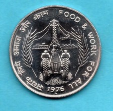 1976 INDIAN 10 RUPEE COIN. CUPRO NICKEL. 10 R. IN MINT CONDITION.