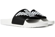 Emporio Armani Beachwear Unisex Slip On Flip Flops White and Black 42
