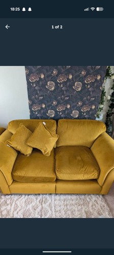 Mustard yellow velvet - yellow, 2-seater