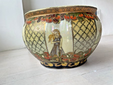 Chinese Oriental Jardiniere Koi Fish Bowl Porcelain Mother Pearl Hand Painted