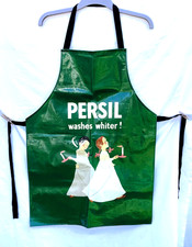 Vintage PVC Full Apron Cotton Backed, Persil Advert, Adult One Size Green, Retro
