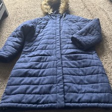 Craghoppers Navy Long Hooded Coat Size 14 