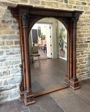 A Good Large Victorian Carved and Figured Walnut Overmantel Mirror
