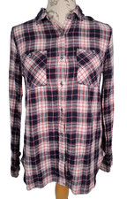 SUPERDRY Helena Check Boyfriend Shirt Utility Pink Blue Long Sleeve BNWT Small