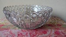 Large Vintage Bubble Speckled Patterned Glass  Trifle/Fruit Bowl Free P&P