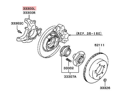 Kunckle rear left wheel - left,