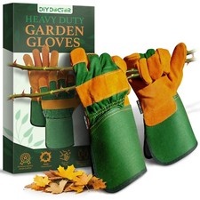 Leather Gardening Gloves Thorn Proof Ladies Men Safety Suede Heavy Duty Garden