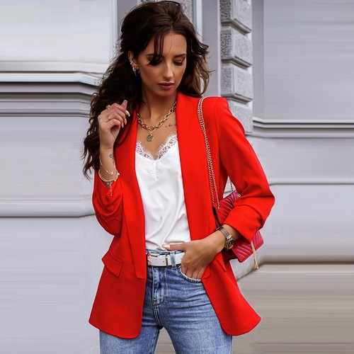 Womens blazer ruched sleeve - blazer,