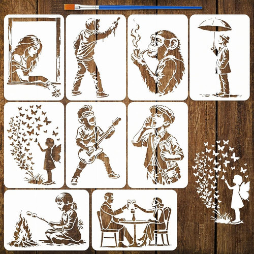 9pcs banksy pattern painting - 9pcs,