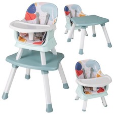 6-in-1 Baby High Chair Convertible Infant Feeding Chair w/ 5-Point Harness