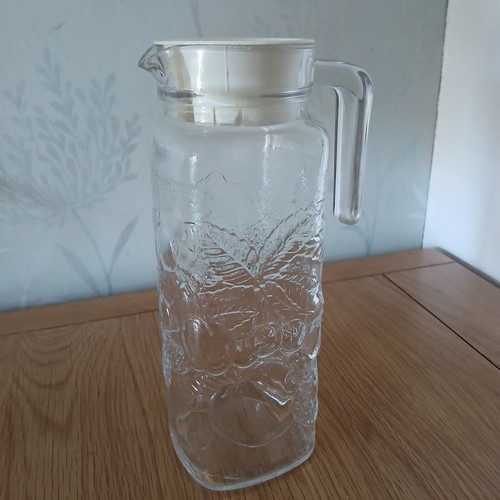 Glass jug embossed fruit - glass,