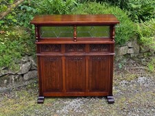 OLD CHARM TUDOR BROWN CARVED OAK MAN CAVE PUB COCKTAIL DRINKS WINE BAR SHELVES