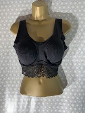 Womens Tu Uk 16 Black Lace Trim Padded Non Wired Stretch Casual Bralette Bra
