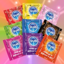 Skins Condoms - Flavoured, Natural, Thin, Dotted Ribbed, Loose 4 to 100 Packs