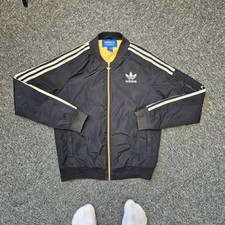 Adidas Ladies Retro Zip Up Bomber Jacket Black/Yellow