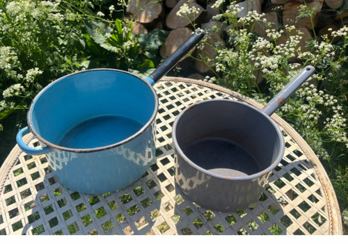 Vintage pair enamel garden - pair,