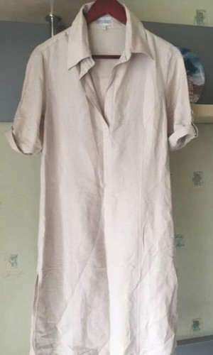 Women dress beige linen - women, 38