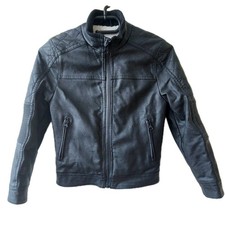 Debenhams Blue Zoo Black Faux Leather Boys Jacket Teddy Lining Size 7-8 Years