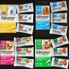 RSPCA FLEAaway 3x SPOT-ON PIPETTE TREATMENTS TO KILL S/M/L DOG CAT FLEAS & TICKS