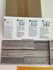 Stick On Wall Tiles : 9 Grey Shanty Self Adhesive Wall Tiles 8" x 4" Brick Shape