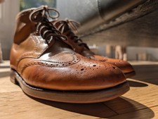 Grenson tan brogue derby boot - grenson,