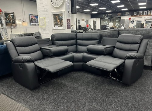 Roma black leather - |, corner