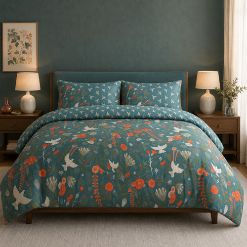 Botanical floral bird - bird, print