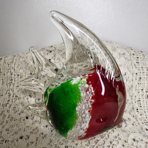 Art glass fish red - white, &