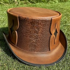 Handmade Brown Leather Top Hat