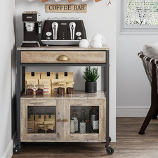 Coffee Bar Cabinet，3 Tiers Kitchen Coffee Cart with Drawer for the Home, Movable
