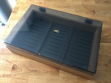 Vintage Cassette Tape Storage Box 33 Tapes Wood & Smoked Perspex Lid - OC Global