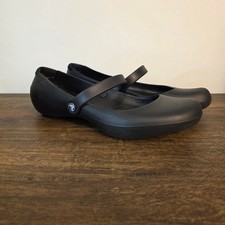 Crocs Alice Work Mary Jane Flats Black Women’s Size 7 Slip Resistant Comfort