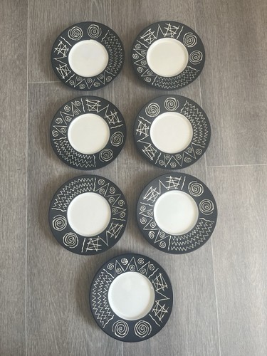 Habitat scraffito saucers - x7,
