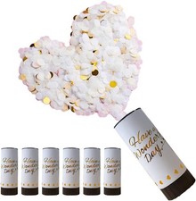 DEARLIVES 6 Pcs White Confetti Cannons, Biodegradable Confetti Wedding Party Po