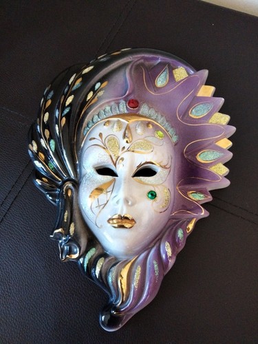 Mask porcelain purple glitter - porcelain,