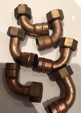 22mm Bent Tap Connectors From Yorkshire Fittings x6 RINGS ARE LEAD SOLDER