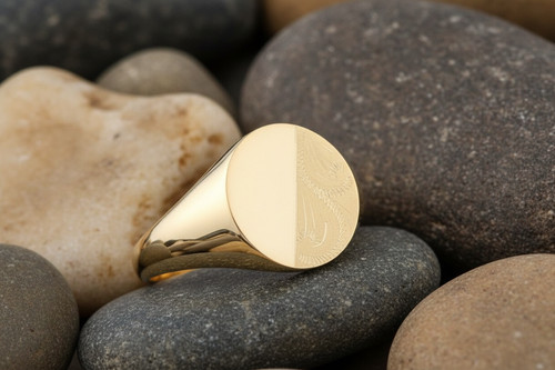 9ct yellow gold gents - gents, oval