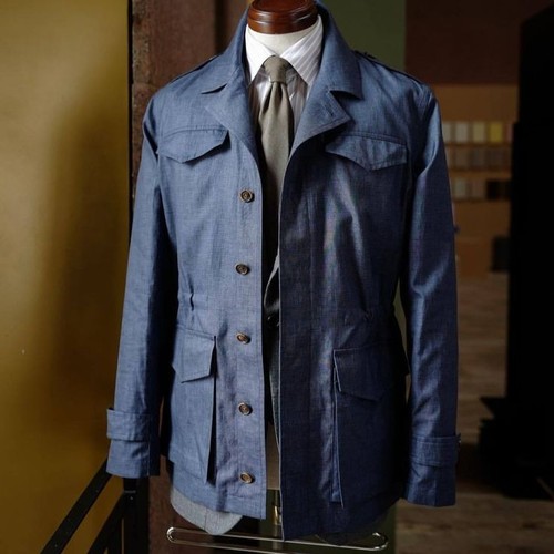 Navy linen cotton men safari - navy,