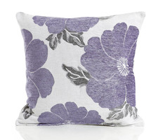 Luxury Chenille Mauve / Lilace Poppy Flower Filled Cushion 45x45cm